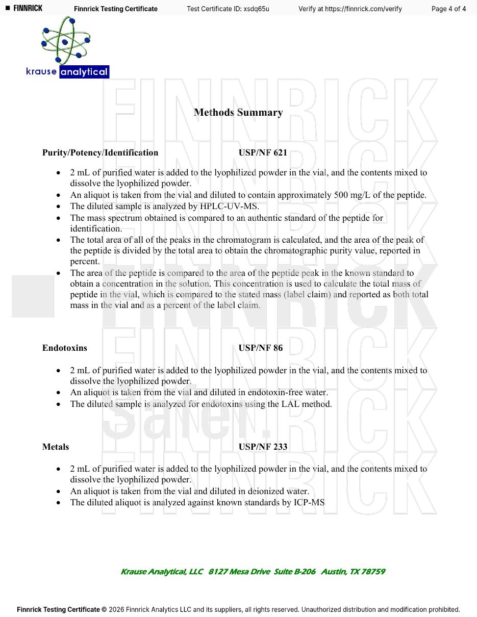 Certificate of Analysis for KLOW 80mg, batch xsdq65u, page 4